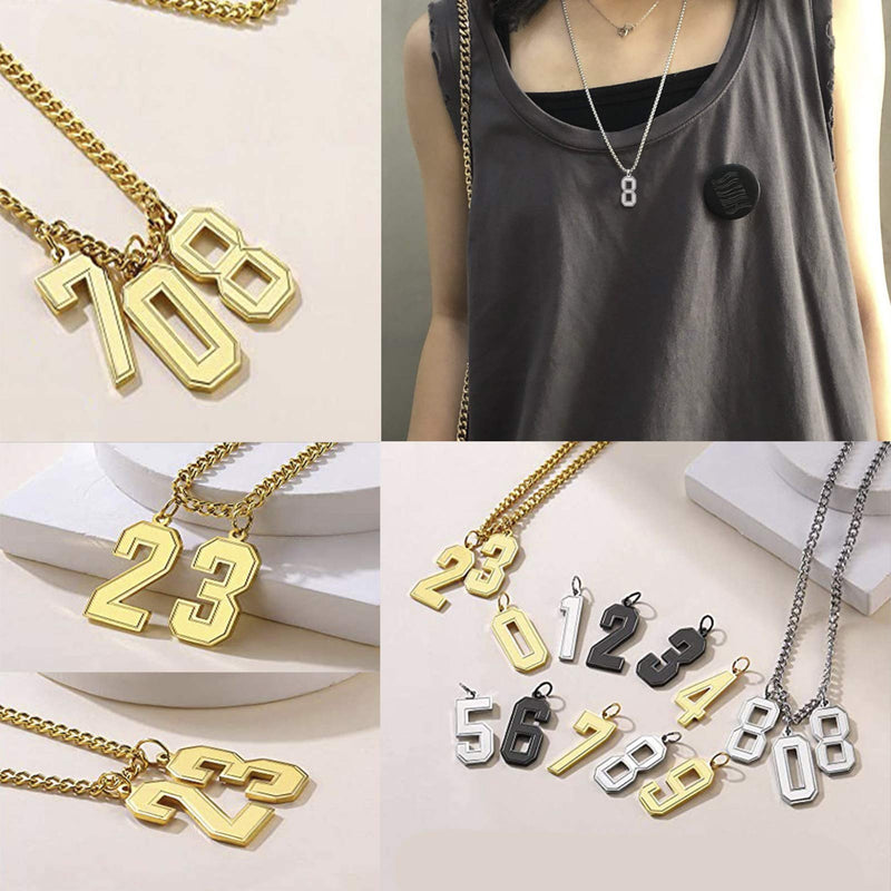 [Australia] - QeenseKc Sports Gold Lucky Number Necklace Inspiration Baseball Jersey Number Initial 25mm High Pendant Jewelry 3mm Wheat Chain 0 18k Gold Plated 25mm 