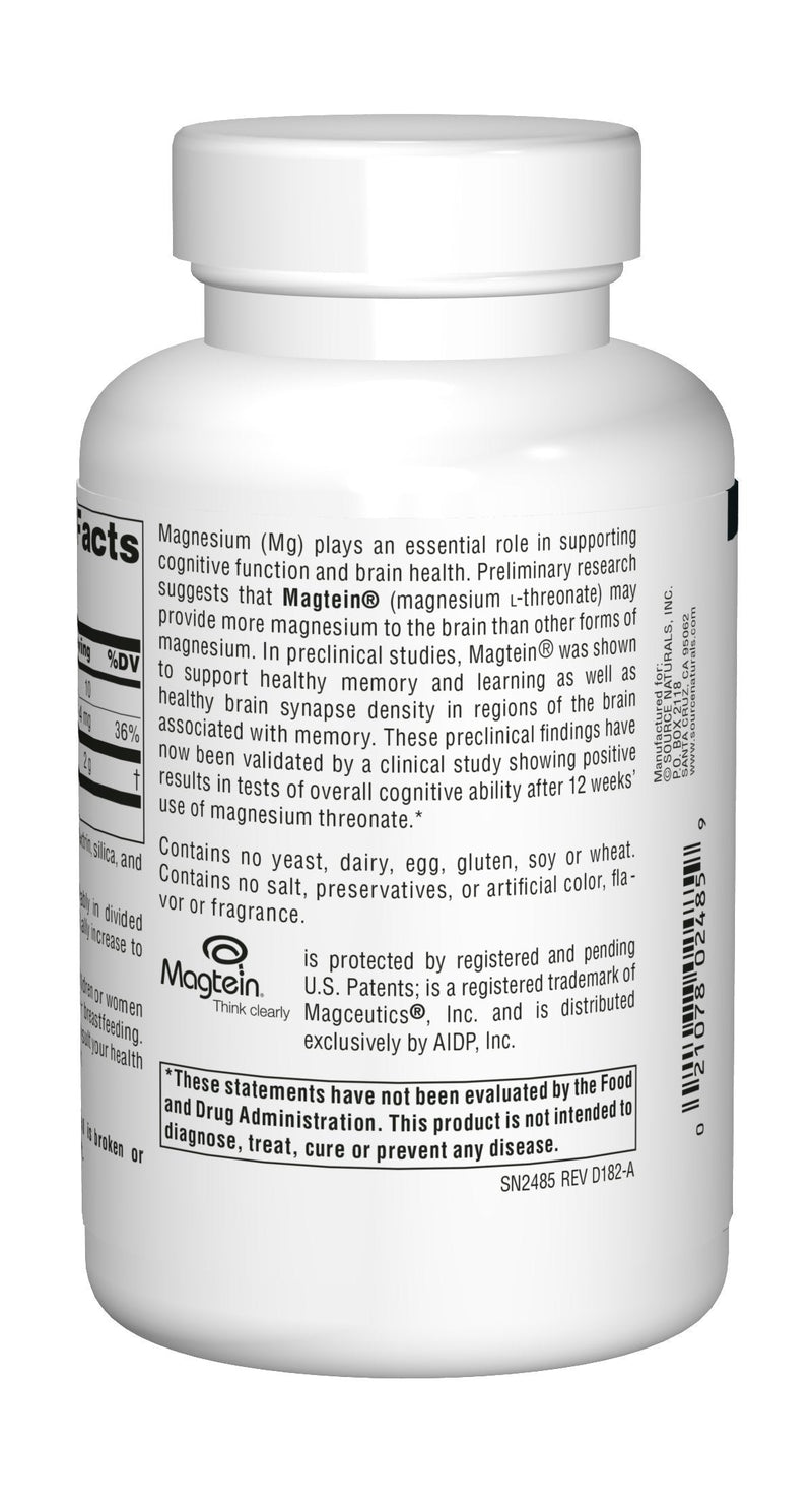 [Australia] - Source Naturals Magtein Magnesium L-Threonate 667mg Supports Focus, Mood, Healthy Memory, Cognitive Function, Sleep - 90 Capsules 