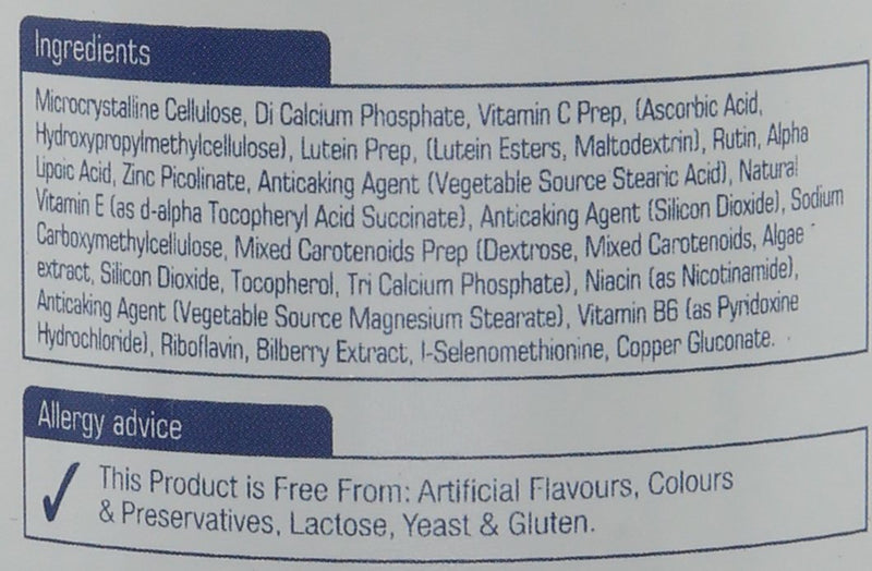 [Australia] - Natures Aid Lutein Eye Complex with Bilberry 90 Tablets (For the Maintenance of Normal Vision, with Alpha Lipoic Acid, Zinc, and Vitamins A, B2, C and E, Vegan Society Approved, Made in the UK) 