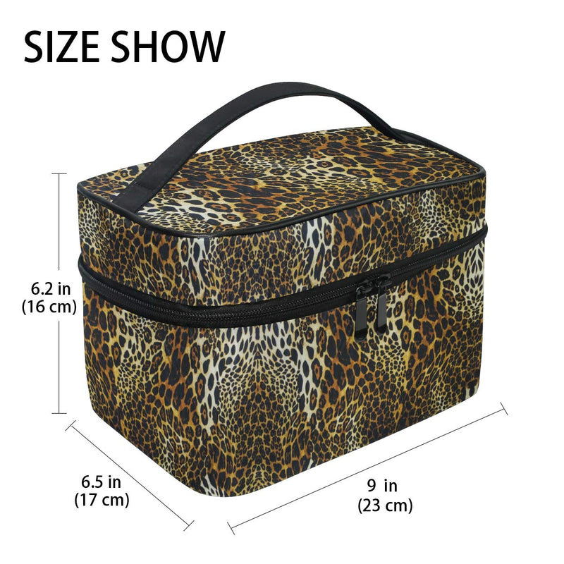 [Australia] - Art Leopard Skin Print Women Makeup Bag Travel Cosmetic Bags Toiletry Train Case Beauty Pouch Organizer 