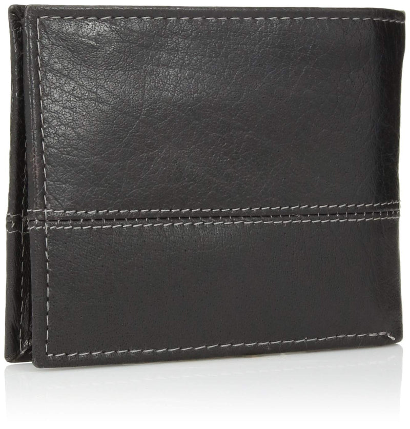 [Australia] - Timberland Men's Leather Passcase Wallet Trifold Wallet Hybrid Black 