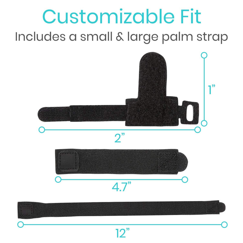 [Australia] - Vive Trigger Finger Splint Brace - Middle, Pinky, Pointer, Ring and Thumb Support - Palm Strap Included - Straighten Curved or Broken Fingers - Adjustable, Breathable Fit - Aluminum Pain Relief Guard Black 
