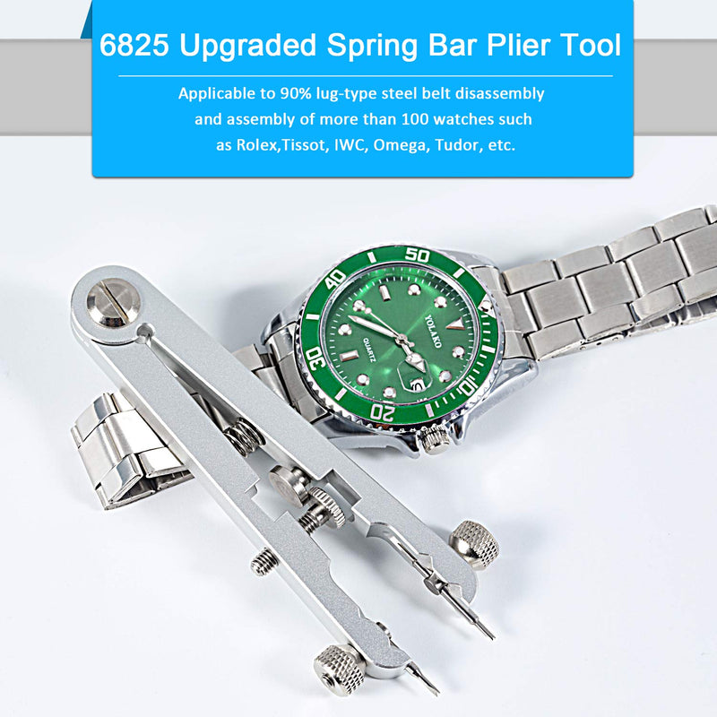 [Australia] - Watch Spring Bar Plier Tool Set with Durable 10 Tips Pins, 6825 Spring Bar Tweezer Tool for Watch Wrist Bands Strap Removal Repair Fix Kit Black 