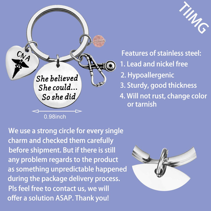 [Australia] - TIIMG CNA Gift Certified Nursing Assistant Gift CNA Graduation Gifts She Believed She Could So She Did CNA Stethoscope Medical Keychain She Believed CNA 