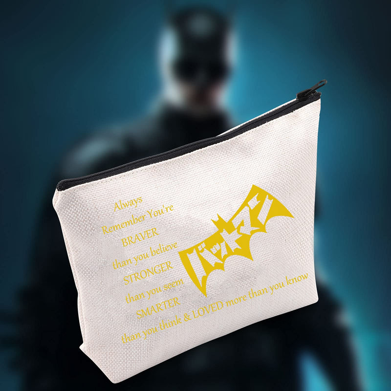 [Australia] - LEVLO Batman Cosmetic Make Up Bag Batman Fans Inspired Gift You Are Braver Stronger Smarter Than You Think Batman Makeup Zipper Pouch Bag For Women Girls, Batman Bag, 