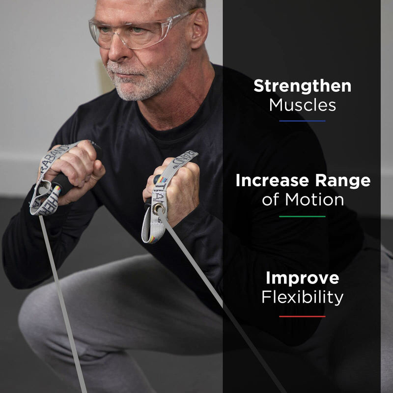 [Australia] - THERABAND Resistance Tubes, Professional Latex Elastic Tubing with Soft Handles for Physical Therapy, Lower Pilates, at-Home Workouts, and Rehab, 50 Inch, Silver, Super Heavy, Advanced Level 2 50 in. Tube Silver - Super Heavy 