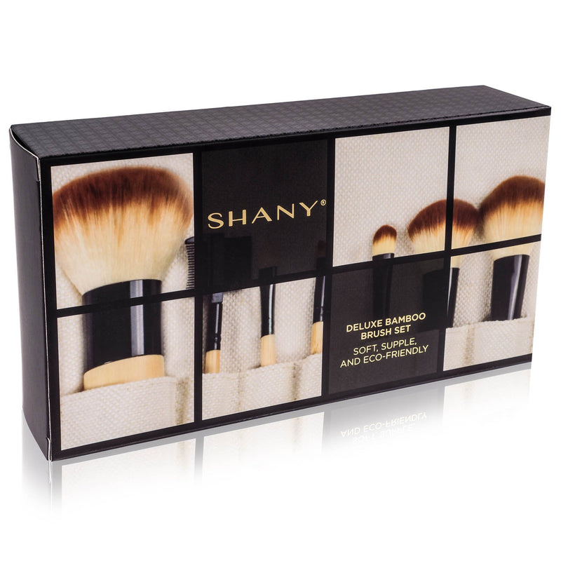 [Australia] - SHANY Bamboo Brush Set - Vegan Brushes With Premium Synthetic Hair & Cotton Pouch - 7pc 