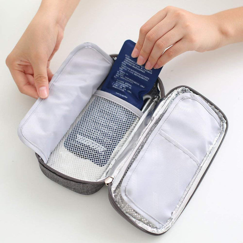 [Australia] - Travel Insulin Cool Bag by HEALUA- Diabetic Organizer Portable Medical Travel Cooler Case Pack with 2 X 48 Hour Extra Cool Reusable Ice Packs, Thermometer & Used Needle Pouch - Carry On Approved Size 1 Count (Pack of 1) 