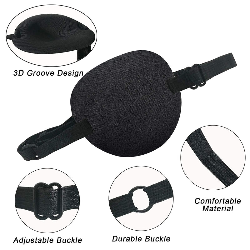 [Australia] - THSIREE 2 Eye Patch Set, Medical Eye Patch Comfortable Pirate Eye Patch with Adjustable Buckle to Treat Lazy Eye Amblyopia Strabismus for Adults and Kids 