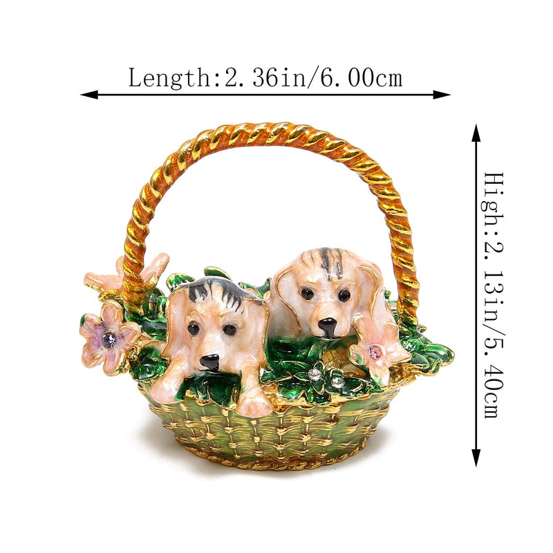 [Australia] - QIFU-Hand Painted Enameled Basket Dog Style Decorative Hinged Jewelry Trinket Box Unique Gift For Home Decor 