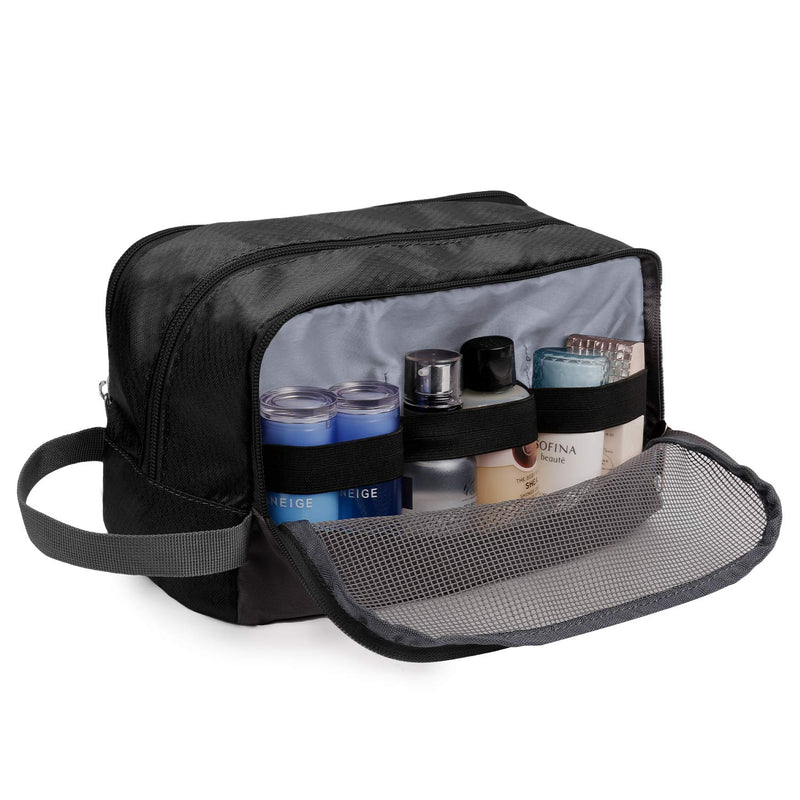 [Australia] - Toiletry Bag Small Nylon Dopp Kit Lightweight Shaving Bag for Men and Women (Black) Black 