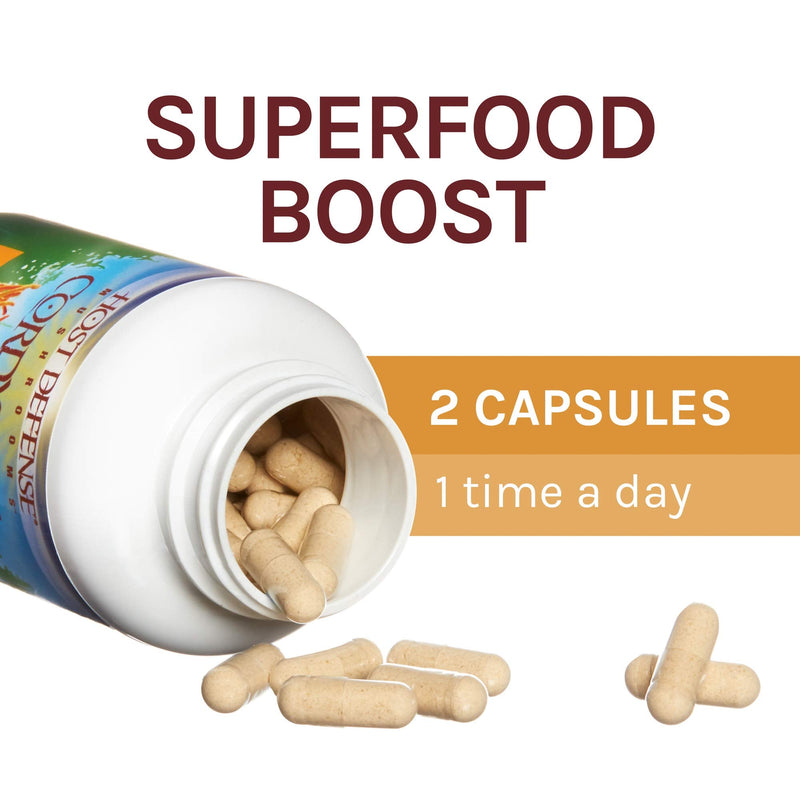 [Australia] - Host Defense, Cordyceps Capsules, Energy and Stamina Support, Daily Dietary Supplement, USDA Organic, 60 Vegetarian Capsules (30 Servings) 60 Count (Pack of 1) Standard Packaging 