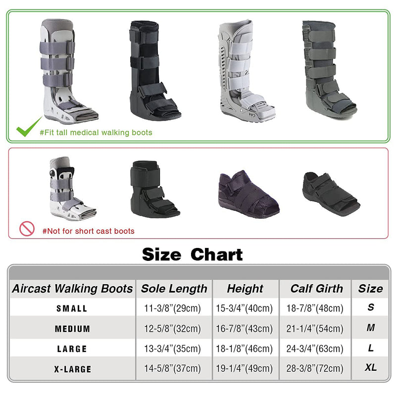 [Australia] - Life-C Walking Boot Cover Medical Cast Fracture Orthopedic Brace Leg Foot Support with Sole High Tall Black M Medium 