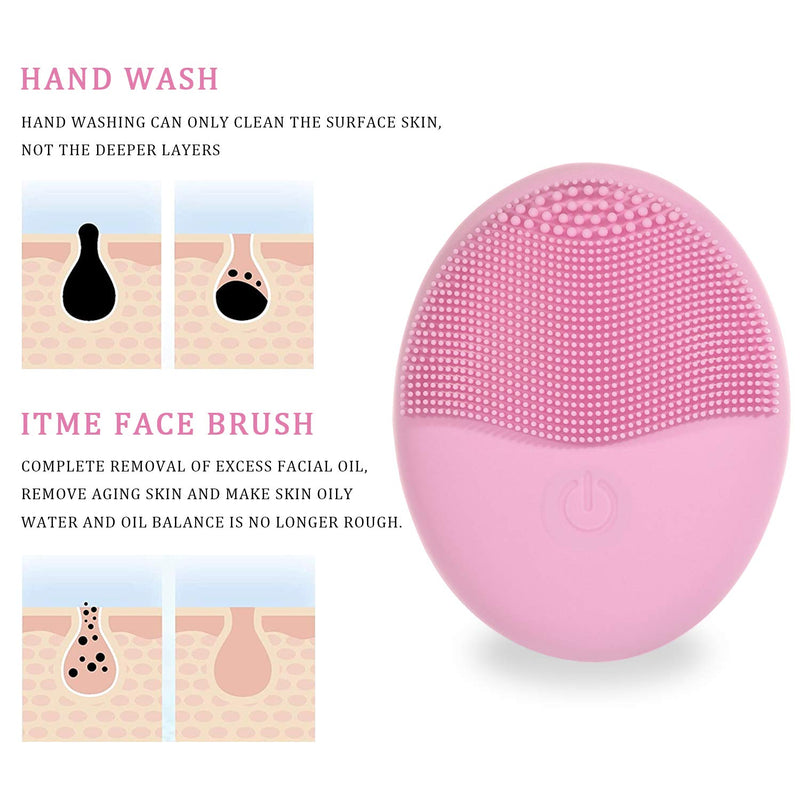 [Australia] - Face Scrubber Facial Cleansing Brush, ITME Soft Silicone Sonic Waterproof Face Brush Skin Brush Travel Size Face Massager for Deep Cleansing, Exfoliating, Removing Blackhead (Pink (2rd GEN)) Pink (2rd GEN) 