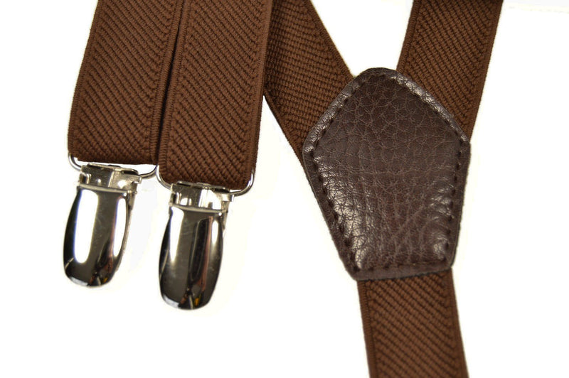 [Australia] - Olata Skinny Style fully adjustable Y-Shape Clip on Braces/Suspenders, 2cm Brown 