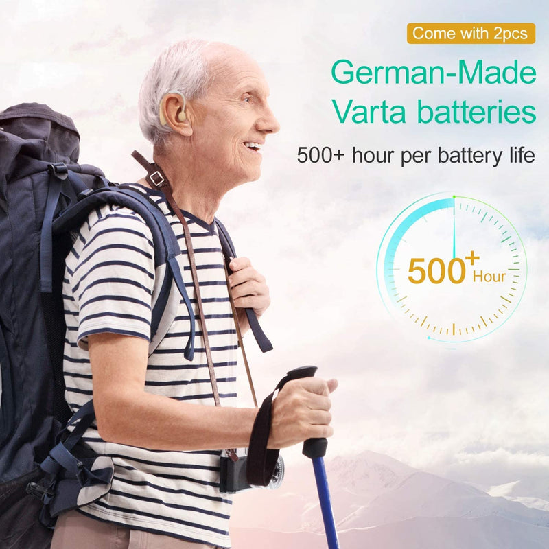 [Australia] - Hearing Aid for Seniors and Adults, Digital Hearing Amplifier with Adjustable Volume and Noise Reduction, 500 Hours Per Battery Life and Hearing Aid Cleaning Brush Included 