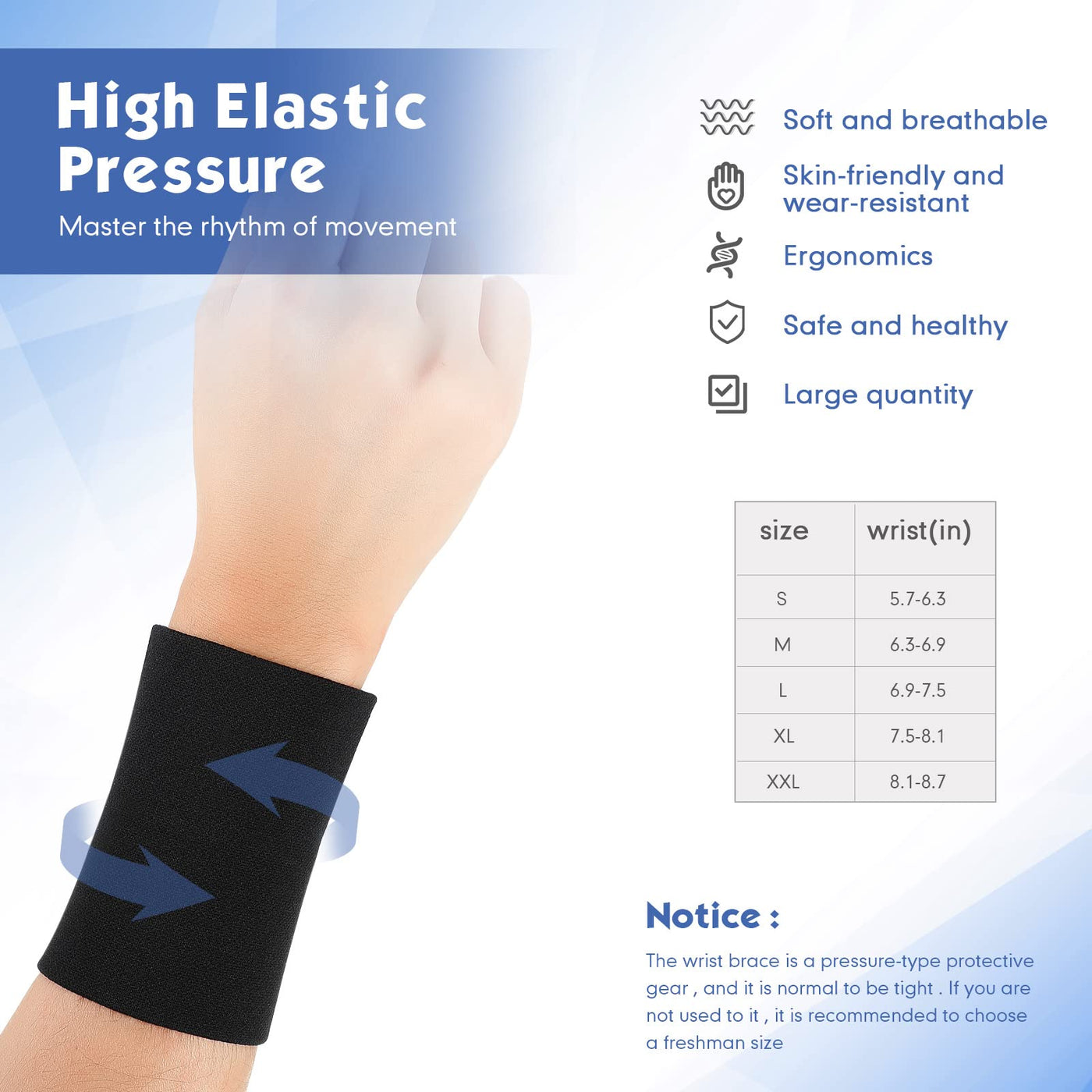 SATINIOR 2 Pairs Compression Wrist Sleeve Compression Wrist Brace Wrist Supports Wrist Wraps Elastic Wristbands for Men and Women Tennis, Tendonitis