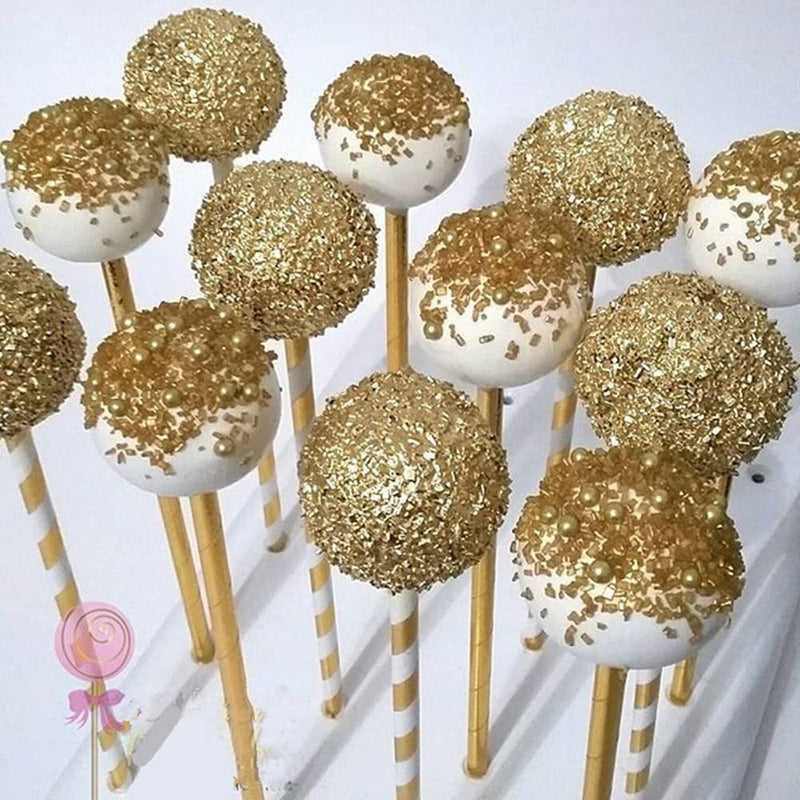 [Australia] - YYECO Disposable Gold and White Striped Paper Straws Metallic Gold Foil Paper Drinking Straws for Wedding, Celebrations, Party Supplies (100 Pack) 