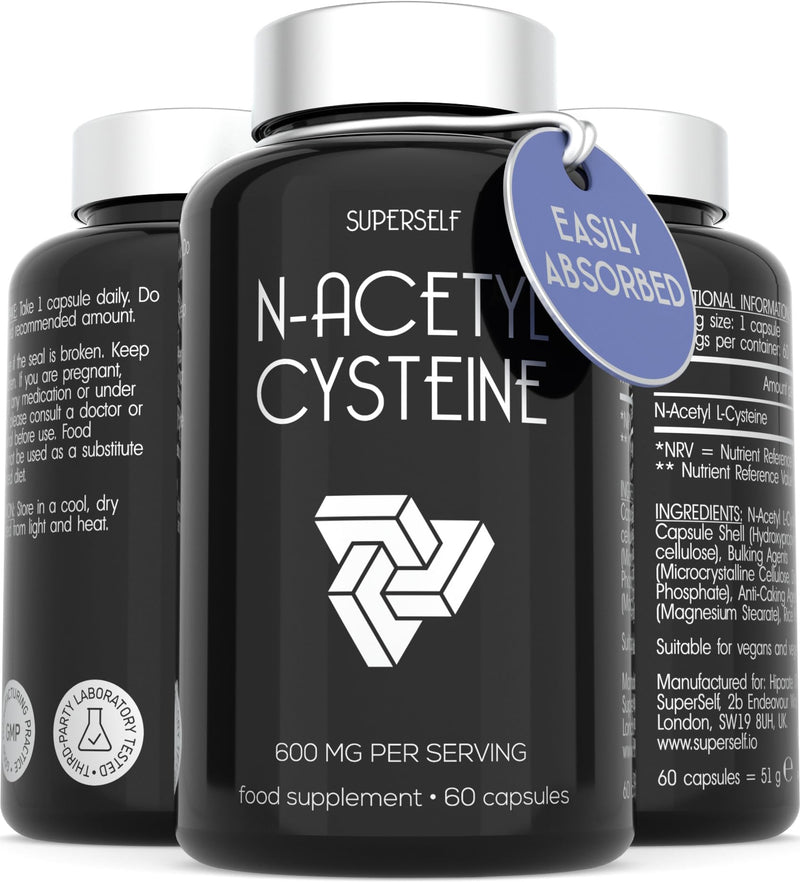 [Australia] - NAC Supplement High Strength - N-Acetyl-Cysteine 600mg - 60 Capsules - Odourless - Vegan N Acetyl Cysteine Nutritional Supplements - Made in The UK 