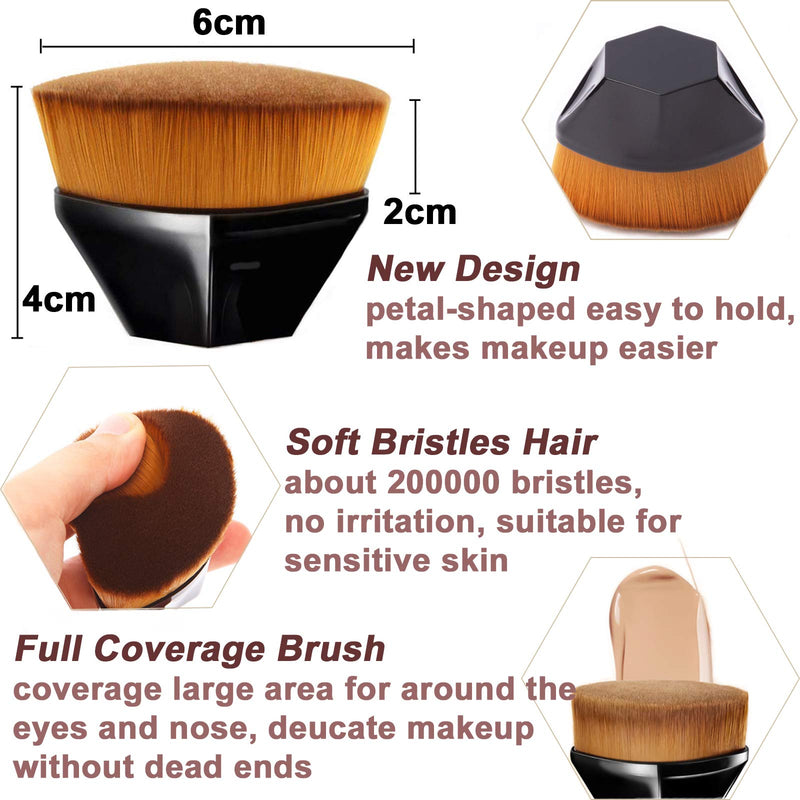 [Australia] - Fiezkaa Foundation Makeup Brush, Petal Flat Top Foundation Brush, High Density Seamless Face Brush Applicator Brush for Liquid Foundation and Flawless Powder Cosmetics or Cream 