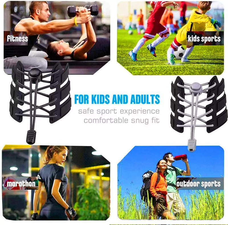 [Australia] - No Tie Shoelaces for Adults and Kids Sneakers Safety - 120cm Elastic Locks Shoe Laces Adults, Kids, Older Generation, Disabled, Runners Light Grey 181# 