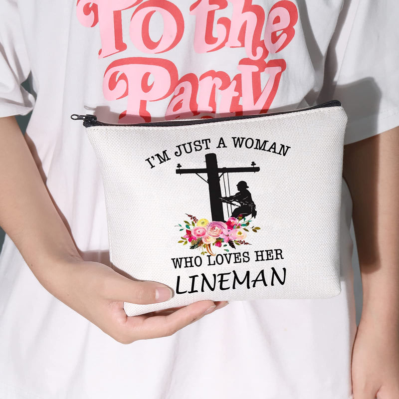 [Australia] - LEVLO I'm Just A Women Who Loves Her Lineman Cosmetic Make Up Bag For Lineman Wife ,Lineman Mom, Lineman Girlfriend, Lineman Sister, Lineman Pride Life Inspired Gift, Loves Her Lineman, 