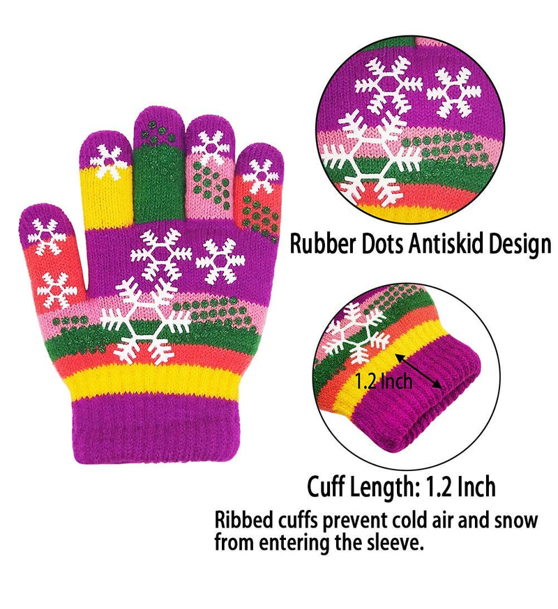 [Australia] - Kids Gloves, Magic Stretch Gloves 8 Pairs, Children Anti-Slip Full Fingers Knitted Winter Glove for Boys and Girls 2 to 5 Years (Anti-skid, Thick) 