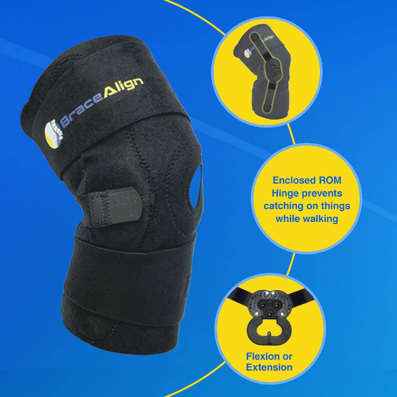 [Australia] - Brace Align Stabilizing ROM HInged Knee Brace - for ACL/PCL Injuries, Patella Support, Sprains, Hypertension and More for Men and Women… Large 