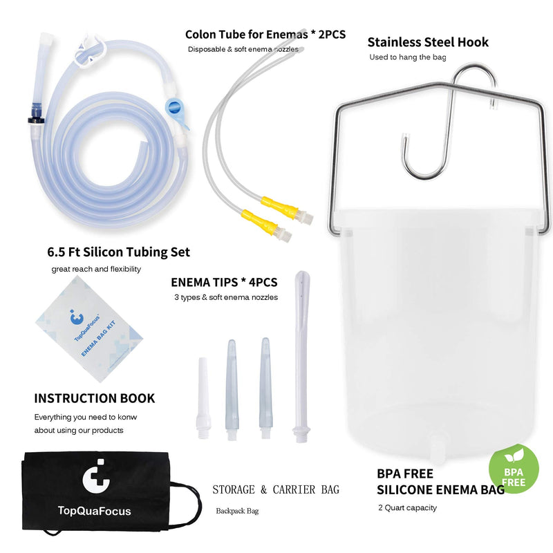 [Australia] - TopQuaFocus 2QT Plastic Enema Bucket Kit for Colon Cleanse 70.5oz Leak-Proof Coffee Enema Kit Bucket for Men Colon Cleaning BPA Free, 6PCS Enemas Tips 10 Piece Set 