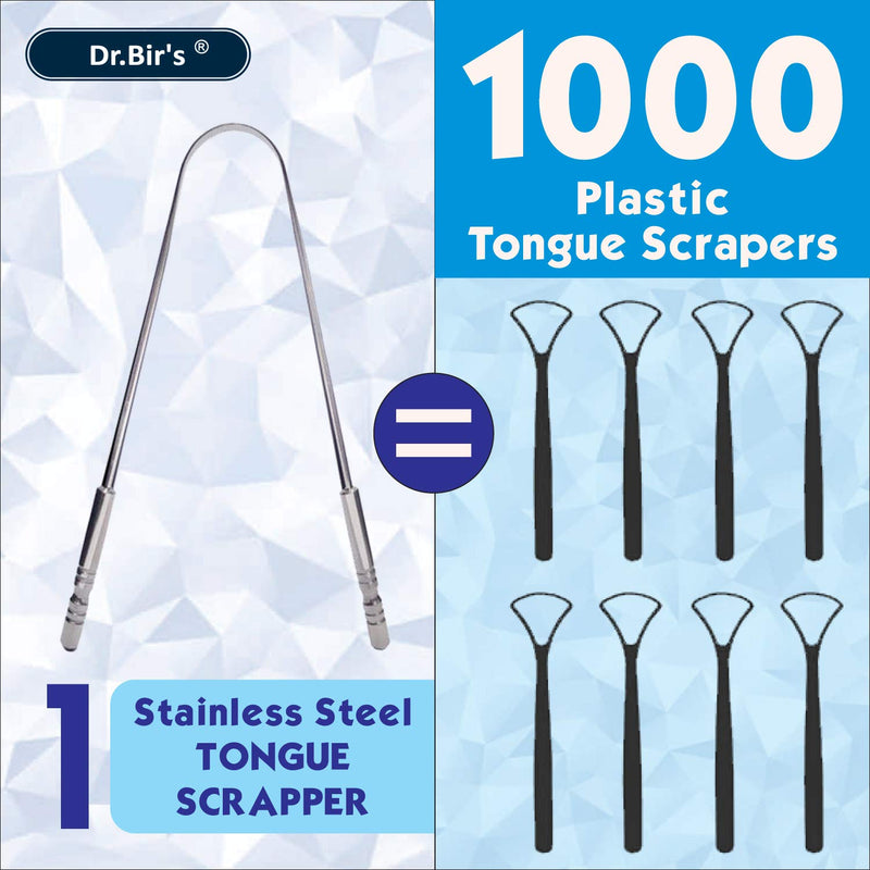 [Australia] - Dr Bir's Stainless Steel Tongue Scraper | Fights Bad Breath | Removes Plaque and Bacteria | Hygienically Packed 