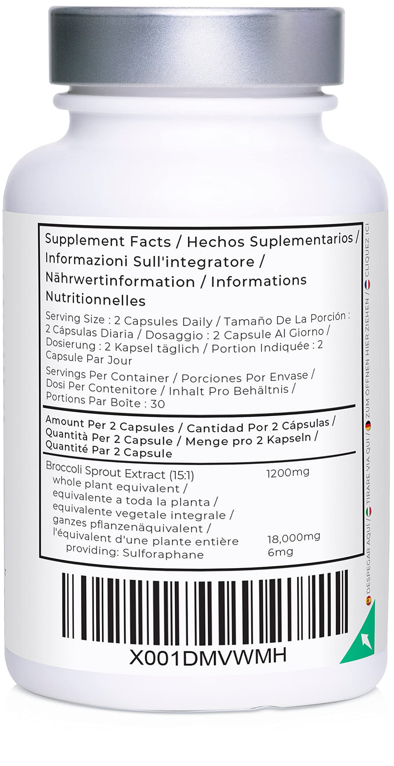 [Australia] - Broccoli Sprout Extract by LLS | Contains Activated Sulforaphane | 60 Capsules |18,000mg of Whole Plant Equivalent per Serving | Potent Antioxidant Content 
