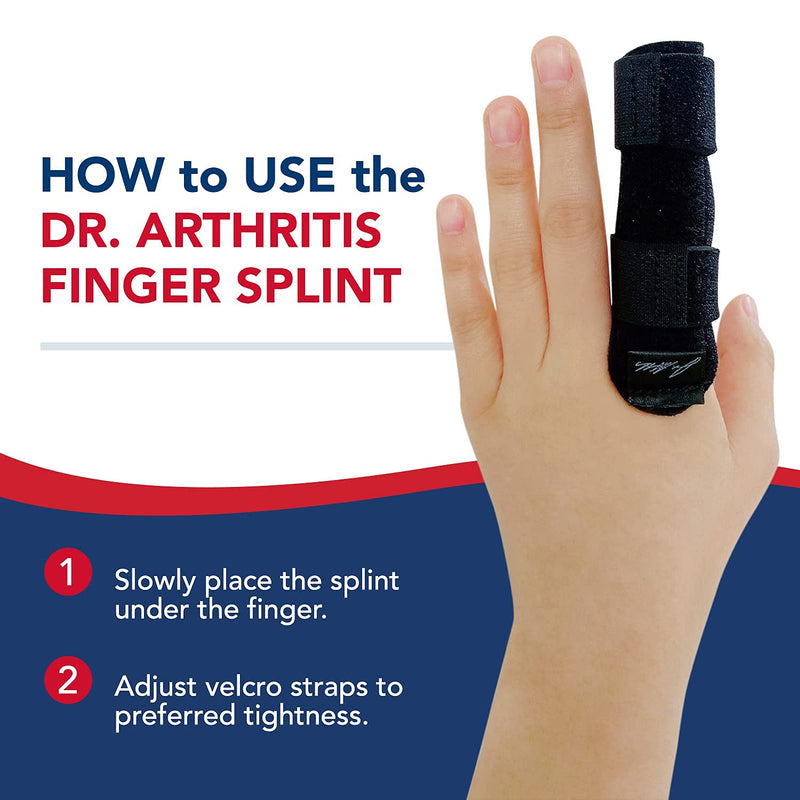 [Australia] - Doctor Developed Finger Splint & Handbook - Trigger Finger, Arthritis, RSI - Fits Ring, Index, Pinky & Middle - 2 sizes (Black, S/M, Single) Black 1 