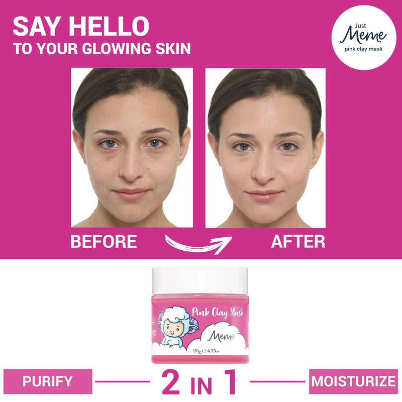 [Australia] - MeMe Australian Pink Clay Mask | Korean Skin Care, 100% Natural Kaolin Clay | Blackhead Deep Pore Cleanse, Purify & Brighten your Skin | Vitamin C & Hyaluronic acid 4.23oz/120g 