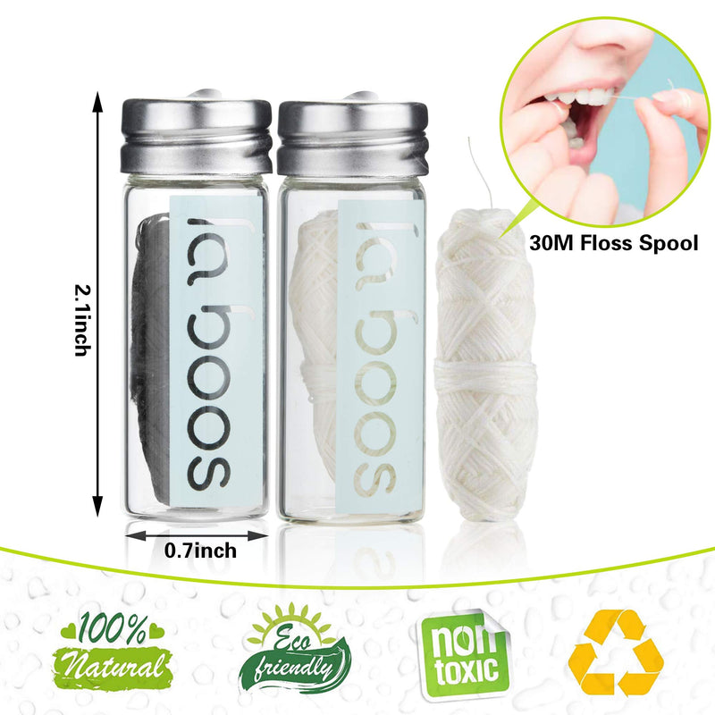 [Australia] - Natural Woven Dental Floss, 2 Pack, Cloud Silk and Charcoal, Supports Dental Care for Tooth and Gum Oral Health, Biodegradable and Compostable Green Eco Thread 