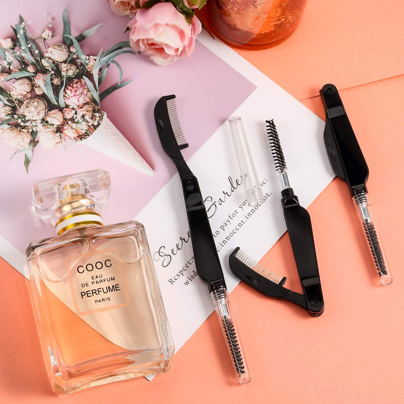 [Australia] - 4 Pieces Eyelash Combs Eyebrow Combs Foldable Stainless Steel Teeth Brow Brushes Mascara Brushes Eyebrow Spoolie Grooming Brushes Makeup Tool, Black 