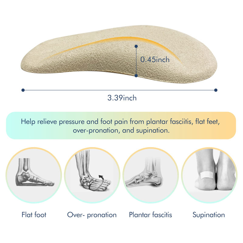 [Australia] - (12 Pieces) Arch Support Shoe Inserts for Flat Feet | Soft Gel Arch Support Insoles for Plantar Fasciitis | Reusable Arch Inserts for Foot Pain Relief Beige + Black + Clear 