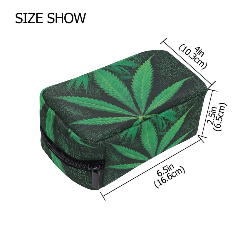 [Australia] - Unicey Words Marijuana Weed Makeup Bags Portable Tote Cosmetics Bag Travel Cosmetic Organizer Toiletry Bag Make-up Cases for Women 