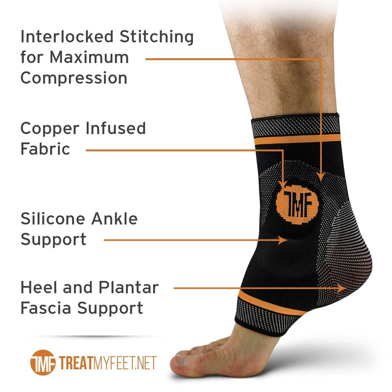 [Australia] - Compression Ankle Brace with Silicone Ankle Support and Copper - Plantar Fasciitis Brace for Foot Pain & Achilles Tendonitis Relief - Ankle Brace for Women & Men - Medium Size Medium (Pack of 1) 