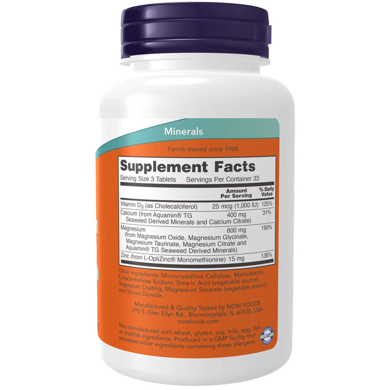 [Australia] - NOW Supplements, Magnesium & Calcium, With Zinc and Vitamin D-3, Nerve and Bone Support*, 100 Tablets 