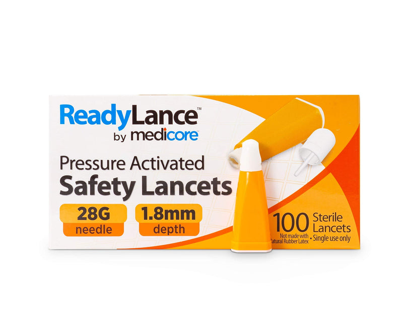 [Australia] - ReadyLance, Pressure Activated Safety Lancets, 100 Lancets, 28Gx1.8MM, Orange 28G x 1.8MM 