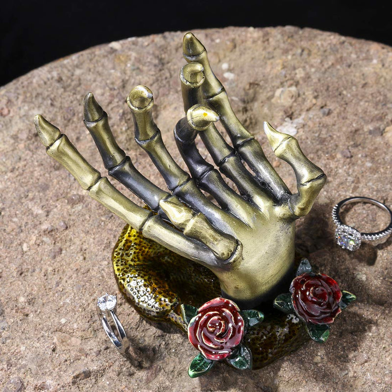 [Australia] - Gothic Valentine Rose Skeleton Hand Jewelry Holder Rings Necklaces and Jewellery Accessories Hand Form Display Holders 