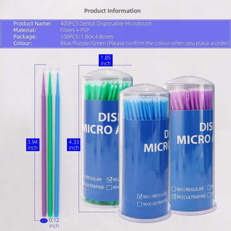 [Australia] - Dental Micro Applicator Brush 400 PCS Microbrushes Mutipurpose Eyelash Extensions, Microswabs Latisse Application Brushes for Personal Care|Make Up|Dental Use, Fine Size - Green 