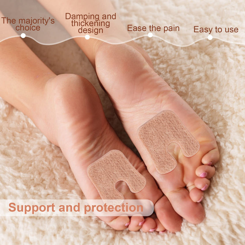 [Australia] - PAGOW 24pcs U-Shaped Felt Callus Pads, Self-Adhesive Foam Foot Cushion Pad for Pain Relief, Protect Calluses from Rubbing on Shoes Forefoot for Men and Women (1/4 Inch Thick, 12 Pair, Skin Color) 