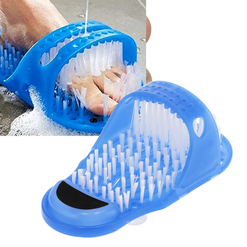 [Australia] - Garosa Shower Foot Scrubber Shoe 1 Pair of Foot Cleaning Brushes Plastic Exfoliating Foot Massager Cleaner Bath Shoes with Suction Cup Blue,Bath Supplies 