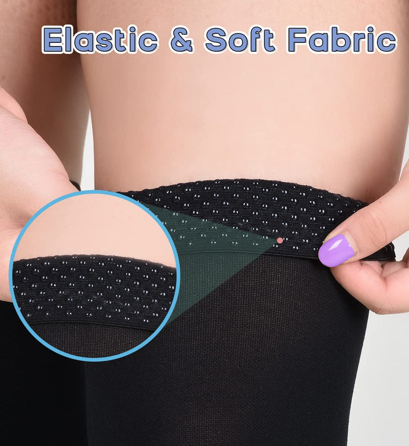 [Australia] - SKYFOXE Medical Thigh High Compression Stockings 20-30 mmHg for Women & Men Firm Suppport Circulation with Silicone Dot 2-Footless Black Medium 
