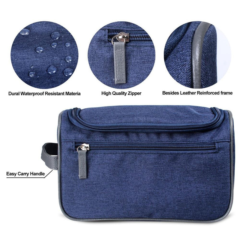 [Australia] - Travel Toiletry Bag Organizer, Jiemei Hanging Wash Bag Shaving Dopp Kit for Men Women (Blue) Dark Blue 