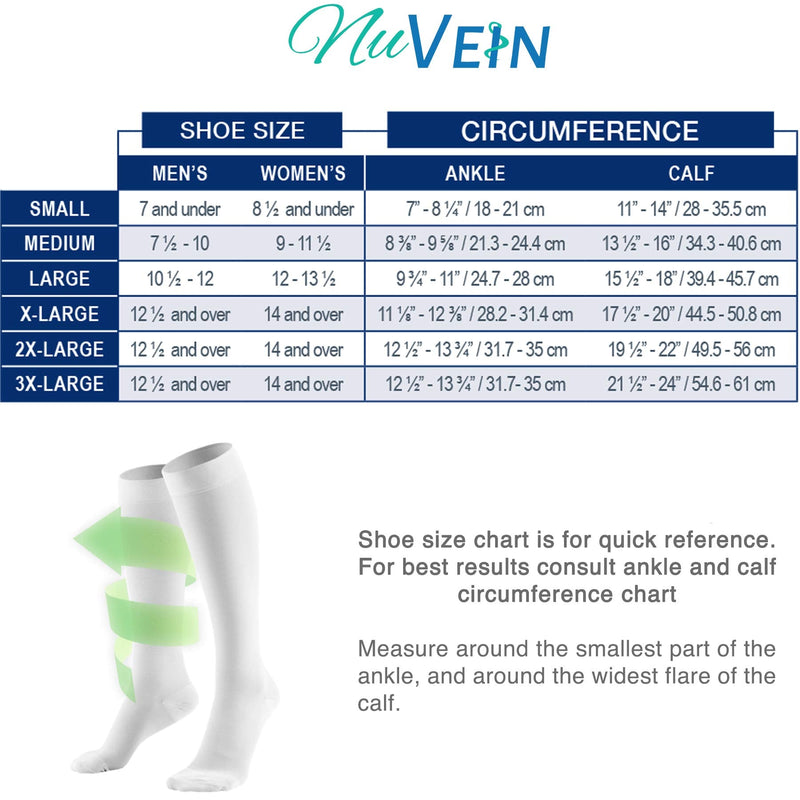 [Australia] - NuVein Surgical Stockings, 18 mmHg Support for Embolic Recovery, Medical Unisex Fit, Knee High, Closed Toe, White, Large 