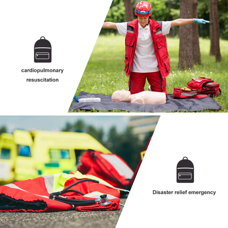 [Australia] - Milisten First Aid Bag Empty Travel Rescue Defibrillator Pouch AED Medical Bag First Responder Storage Survival Trauma Emergency Backpack for Hiking Camping (Red) 