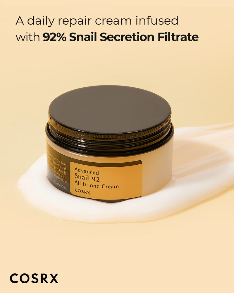 [Australia] - COSRX Advanced Snail 92 All in one Cream, 3.53 oz / 100g | Snail Secretion Filtrate 92% for Moisturizing | Korean Skin Care 