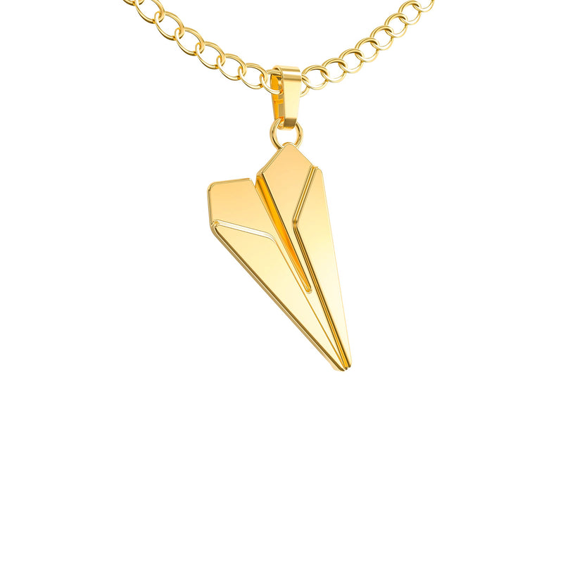 [Australia] - Paper Airplane Necklace – Cute Airplane Charm Pendant for Dreamer & Travelers – Message Card – Let Your Dreams Take Flight Gold 